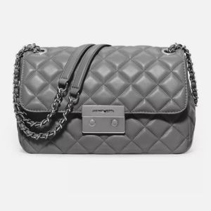 Michael Kors Sloan leather gray quilted purse